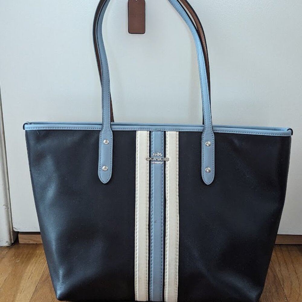 COACH City Zip Varsity Stripe Tote